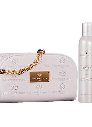 Жіночий подарунковий набір gris montaigne paris manuka pounch: піна для душу, дезодорант