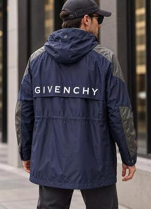 Вітровка чоловіча givenchy синя з капюшоном s, m, l, xl