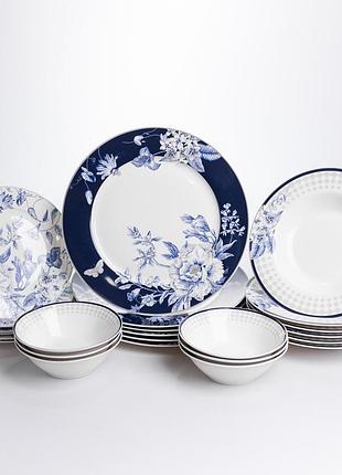 Столовый сервиз на 6 персон фарфоровый blossom blue 24 предмета yiwu hp-7-713n