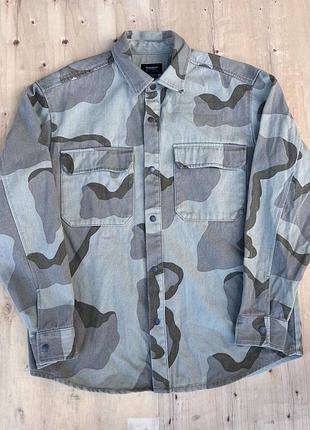 Сорочка чоловіча pull & bear камуфляжна оливкова бавовна