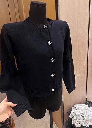 Кардиган жіночий chanel чорний, розмір 42-46, акрил, дрібна в'язка