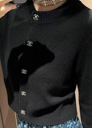 Кардиган жіночий chanel чорний, розмір 42-46, акрил, дрібна в'язка