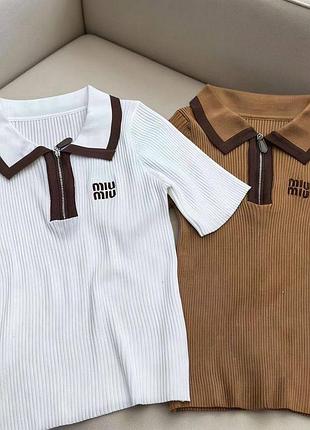 Кофта жіноча miu miu в'язана біла та коричнева