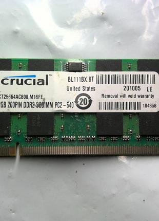Crucial 2gb ddr2 800mhz pc2-6400 ct25664ac800 оперативная память 2 гб ддр2 800 мгц для ноутбука