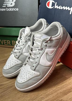 Кросівки чоловічі nike dunk low retro сіро-білі, розмір 45
