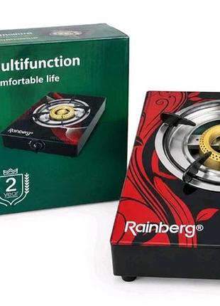 Плита газовая настольная одна конфорка rainberg со стеклянным покрытием rb 2230