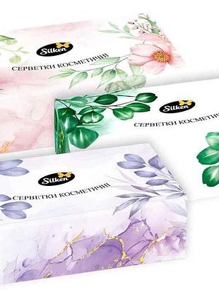 Салфетки косметические 150шт в коробке natural микс 2слойы тм silken
