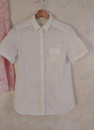 Рубашка женская massimo dutti xs 42р., белая, льняная, летняя