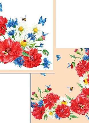Салфетки с рисунком 16шт бумажные 33*33см маковное поле 2слойки тм silken