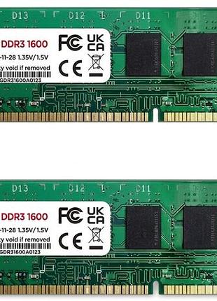 Пара 16 гб (8гбx2) gigastone ddr3 1600 мгц cl11 оперативна пам'ять 16 гб ддр3 1600 мгц для пк