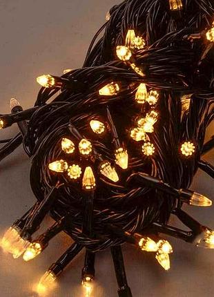 Гірлянда конус 100 led чорний провід, тепла-біла 1210-07 тм китай