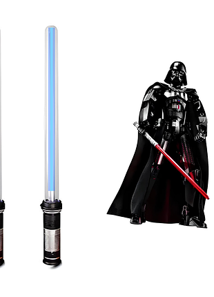 Подарочный набор star wars: 2 световых меча длиной 67 см и фигурка-конструктор дарт вейдера высотой 30 см