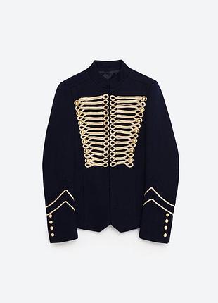 Розкішний піджак жакет у гусарському військовому стилі zara