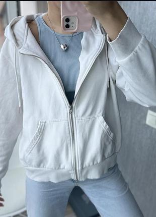 Худі біле zip зіпка h&m