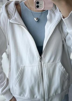 Худі біле zip зіпка h&m 2