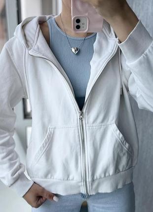Худі біле zip зіпка h&m 4