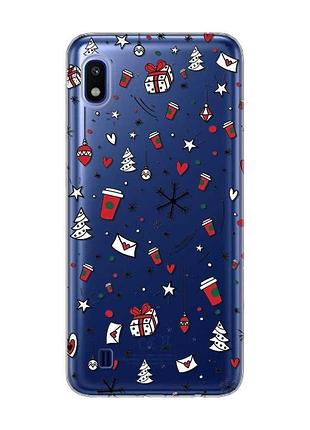 Прозрачный чехол на samsung galaxy a10 (2019) a105 праздничный фон (принт 182)
