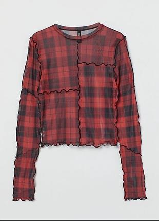 Лонгслів жіночий h&m у клітинку червоний