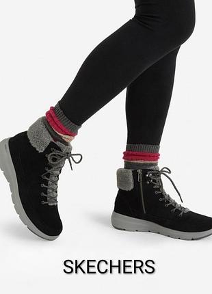 Ботинки skechers on-the-go glacial ultra woodlands (наш 40,5-41) с нат. замши женские