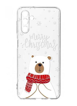 Прозрачный чехол на samsung galaxy s24 fe мишка. с рождеством (принт 146)