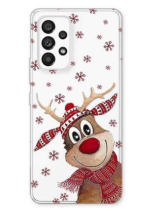 Прозрачный чехол на samsung galaxy a23 4g зимний олень (принт 149)
