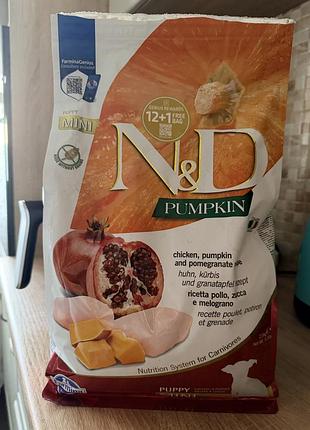 Корм для цуценят  farmina n&d pumpkin grain free puppy mini з куркою та гранатом