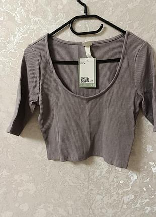 Топ жіночий h&m сірий розмір m в рубчик