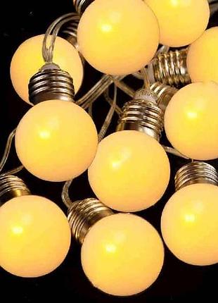 Гирлянда лампочки 50мм 20led матовый теплый белый 7м проз/пров 13652-07 тм китай