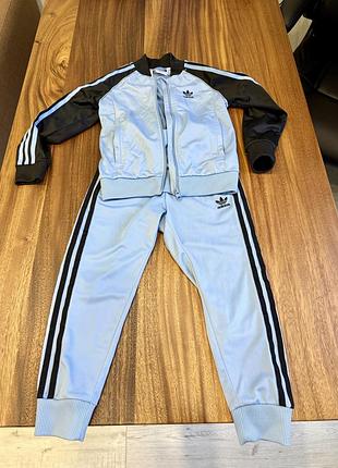 Спортивний костюм дитячий adidas originals блакитний з чорним
