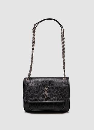 💎 saint laurent niki in grained lambskin black/silver 22 х 16 х 7 см