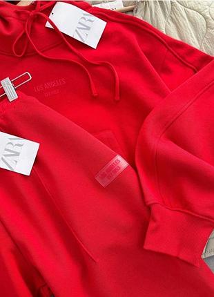 Теплий спортивний костюм zara червоний розмір s