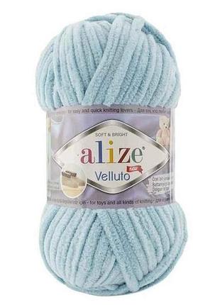 Пряжа velluto 414 5шт/уп лазурний 100% мікрополіестер 100г 68м тм alize