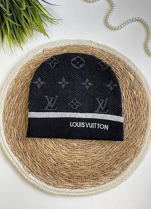Шапка кашемірова нова louis vuitton чорно сіра