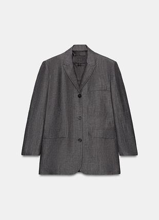 Прямий блейзер zw collection вовна/льон zara