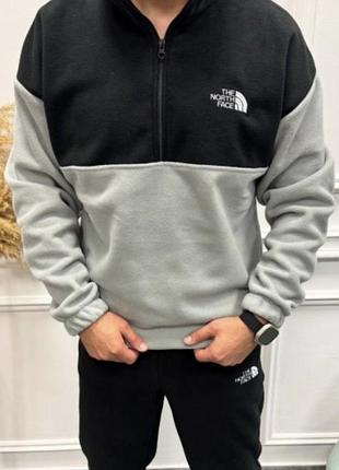 Кофта чоловіча the north face флісова чорно-сіра