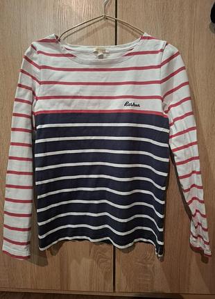 полосатый хлопковый лонгслив barbour hawkins breton stripe top (размер s / 36 / uk 10)