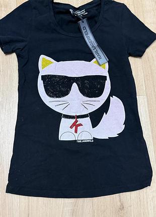 Футболка жіноча karl lagerfeld чорна з котом