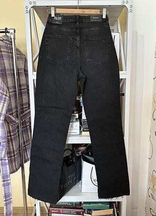 Чорні джинси stradivarius slim straight прямі рівні висока талія 4