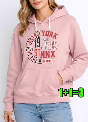🤩1+1=3 стильне рожеве худі светр з капюшоном new look, розмір 46 - 48