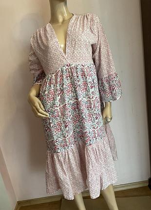 Бавовняна легка ярусна сукня/ l- xl/ brebd boho style