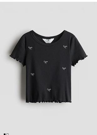 Футболка для дівчинки h&m чорна з бантами