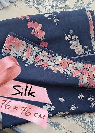 Michel paris синя шовкова хустка / silk scarf / silk scarf paris / хустка шовк 75 × 75 см