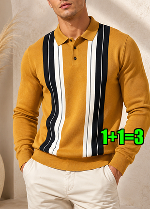 🤩1+1=3 шикарный горчичный мужской свитер поло next, размер 42 - 44