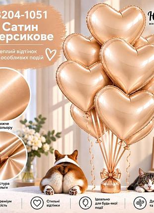 Сатин персиковое воздушные шарики фольгированные сердца