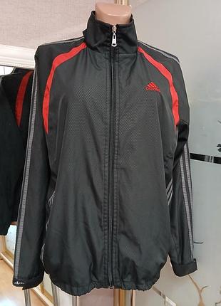 Спортивна олімпійка adidas на блискавці з червоними вставками