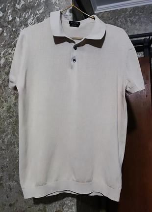 Поло чоловіче massimo dutti, бежеве, з коротким рукавом на зріст 180