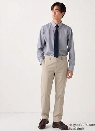 Чиносы uniqlo мужские бежевые стрейч slim fit 32 34