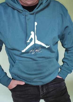 Новая сток оригинал мужской худи толстовка бренд air jordan essentials fleece baseline hoodie в темно-зеленом цвете.л-хл