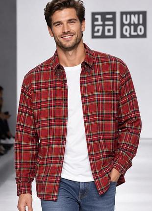 Сорочка чоловіча uniqlo червона xl бавовна