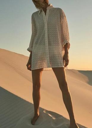 Платье с прошвой, удлиненная рубашка zara